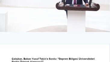Hatay Milletvekili Doç. Dr. Necmettin Çalışkan, 2025 Bütçe çalışmaları sırasında Milli Eğitim Bakanı Yusuf Tekin’e deprem bölgesindeki üniversitelerin geliştirme ödeneği alamamasını gündeme getirdi.