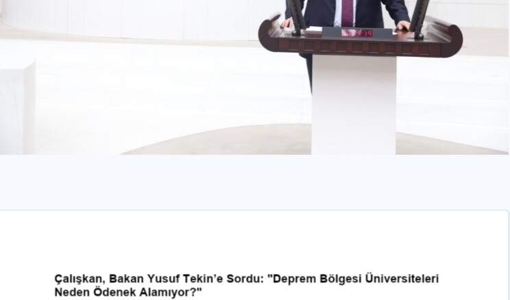 Hatay Milletvekili Doç. Dr. Necmettin Çalışkan, 2025 Bütçe çalışmaları sırasında Milli Eğitim Bakanı Yusuf Tekin’e deprem bölgesindeki üniversitelerin geliştirme ödeneği alamamasını gündeme getirdi.