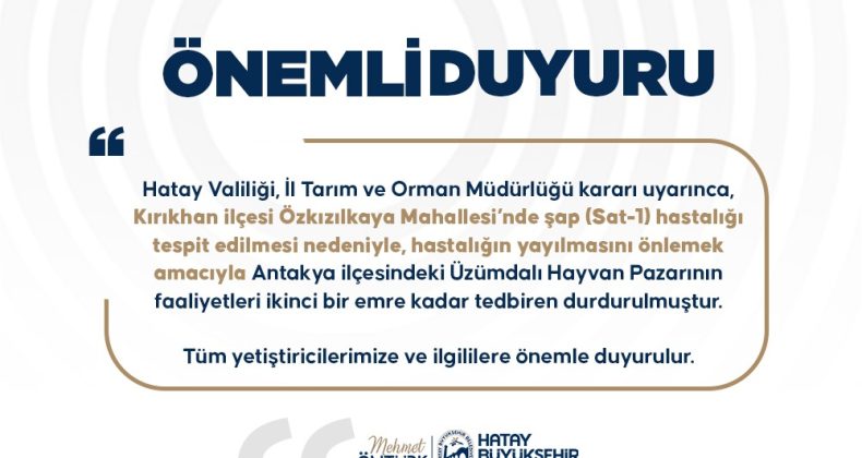 ÜZÜMDALI HAYVAN PAZARINA ŞAP TEDBİRİ